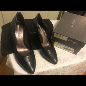 Via Spiga Gemma black wedge pumps